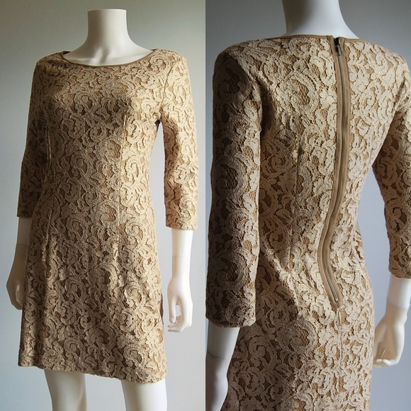 SALE NWT lace party dress in gold by Skies are Blue S - Picture 1 of 6